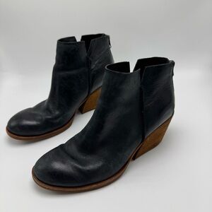 Kork Ease Chandra Bootie Women’s Size 8 Black Leather Boot Stacked Block Heel